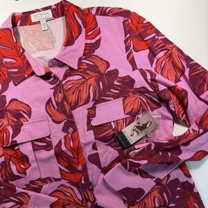 Sofia Vergara jeans NWT Long Sleeve Button Up Purple Red Medium‎